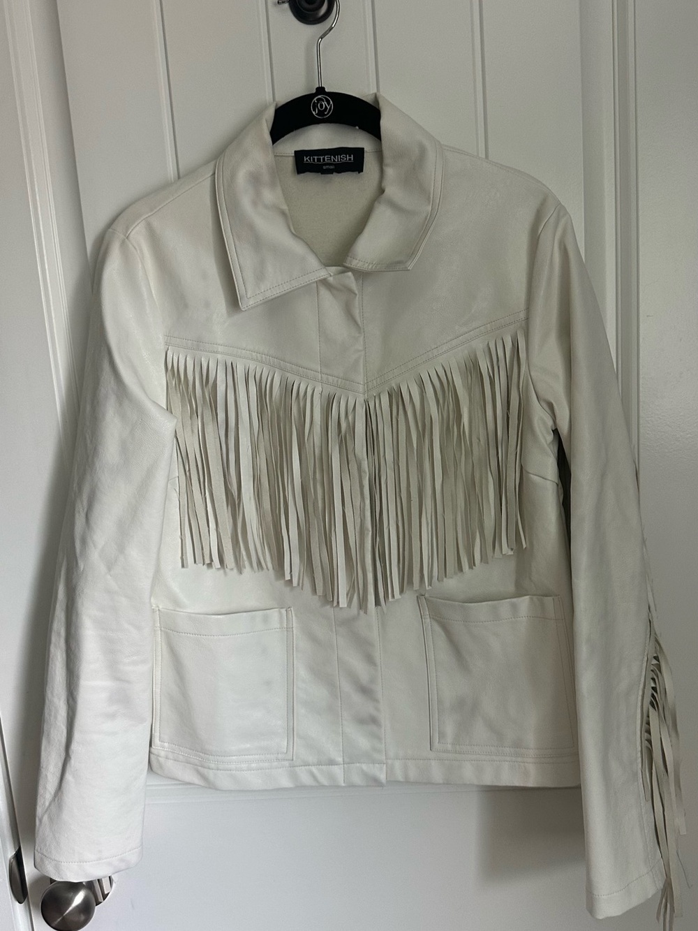 Kittenish White Fringe Jacket Small Cowgirl Western Boho Nashville Style Cute
